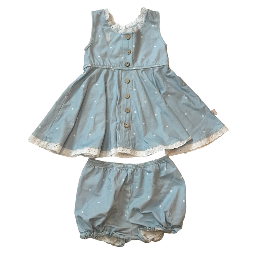 Omi Jo Well Dressed Wolf Chambray Library Dress & Bloomers 2Y